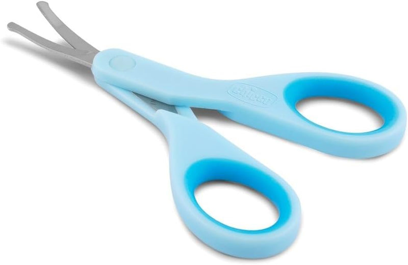 Chicco Nail Scissors for Babies and Children, Stainless Steel Baby Scissors with Curved Blades and Rounded Tips, Protective Case, Non-Slip Rubber Handle, Baby Accessories for Newborns from 0 Months