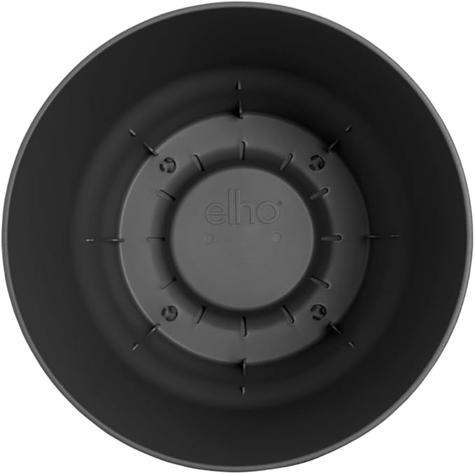 elho Greenville Round 30 - Large Flower Pot with Integrated Water Reservoir - Indoor & Outdoor - 100% Recycled Plastic - Ø 29.5 x H 27.8 cm - Black/Living Black