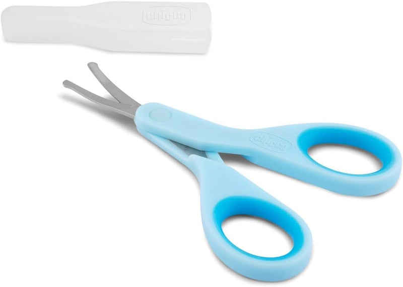 Chicco Nail Scissors for Babies and Children, Stainless Steel Baby Scissors with Curved Blades and Rounded Tips, Protective Case, Non-Slip Rubber Handle, Baby Accessories for Newborns from 0 Months