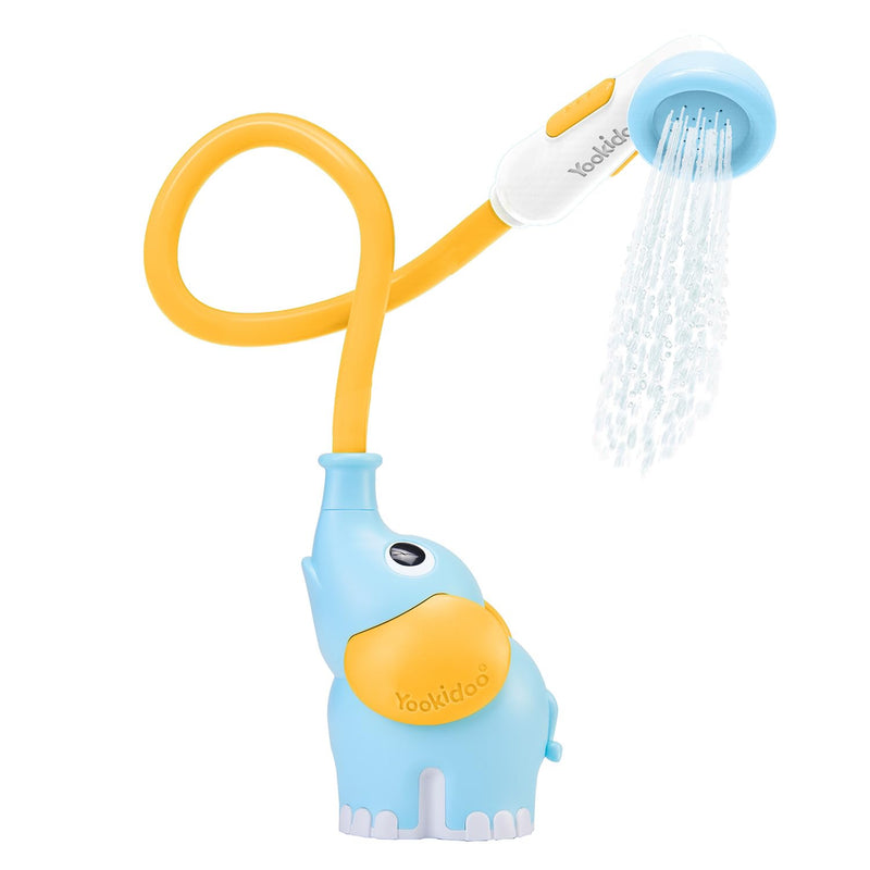 Yookidoo Baby Bath Shower Head - Elephant Water Pump with Trunk Spout Rinser - Control Water Flow from 2 Trunk Knobs in Tub or Sink for Infants and Newborn Babies (Turquiose)