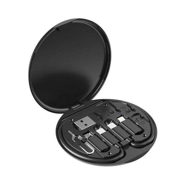 ZALUJMUS Multifunctional Data Cable Storage Box Adaptor for IOS Devices, USB-C and Micro-USB Devices Universal Data Transfer Cable (Black)