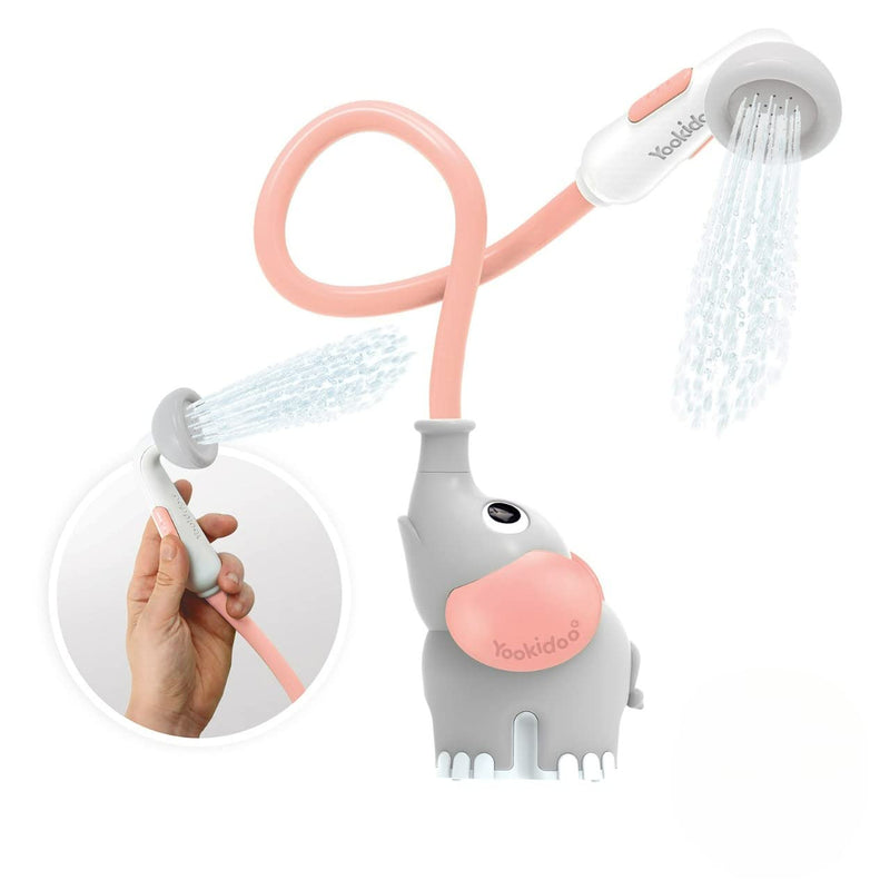Yookidoo Baby Bath Shower Head - Elephant Water Pump with Trunk Spout Rinser - Control Water Flow from 2 Trunk Knobs in Tub or Sink for Infants and Newborn Babies (Turquiose)