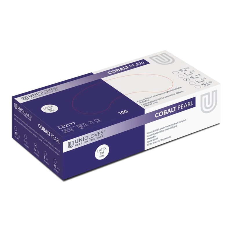 Unigloves Black Pearl Nitrile Examination Gloves - Multipurpose, Powder Free and Latex Free Disposable Gloves - Box of 100 Gloves, Black, Large (GP0034)