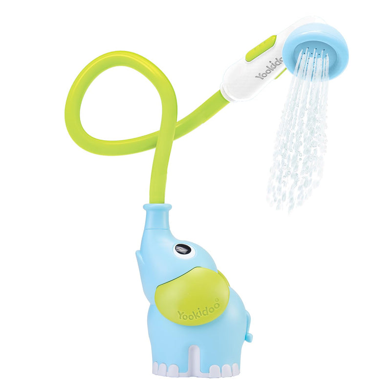 Yookidoo Baby Bath Shower Head - Elephant Water Pump with Trunk Spout Rinser - Control Water Flow from 2 Trunk Knobs in Tub or Sink for Infants and Newborn Babies (Turquiose)