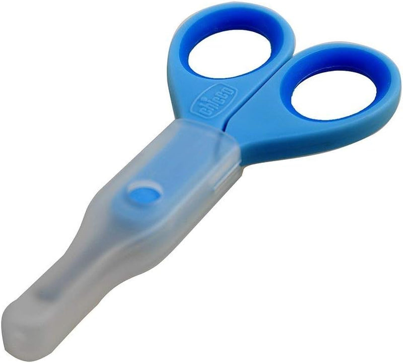 Chicco Nail Scissors for Babies and Children, Stainless Steel Baby Scissors with Curved Blades and Rounded Tips, Protective Case, Non-Slip Rubber Handle, Baby Accessories for Newborns from 0 Months