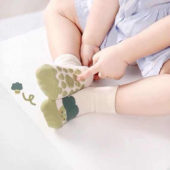 FedMois 5 Pairs Baby Kids Anti-slip Socks Cotton non skid Ankle Socks