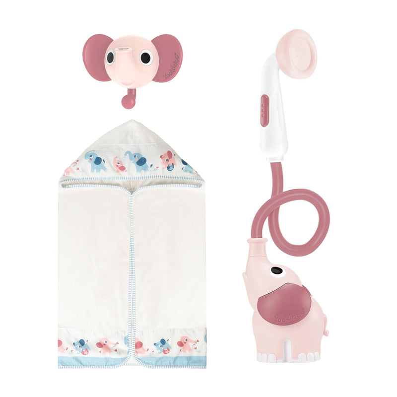 Yookidoo Baby Bath Shower Head - Elephant Water Pump with Trunk Spout Rinser - Control Water Flow from 2 Trunk Knobs in Tub or Sink for Infants and Newborn Babies (Turquiose)
