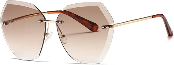kimorn Sunglasses For Women Oversized Rimless Diamond Cutting Lens Classic Eyewear AE0534