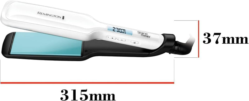Remington Shine Therapy Wide (45mm) Floating Plate Hair Straightener with Advanced Ceramic coating infused with Moroccan Argan Oil for sleek & smooth glide, 9 settings 150°C–230°C, S8550
