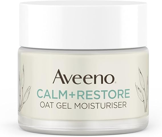 Aveeno Face Calm+Restore Oat Gel Moisturiser (1x 50ml), Face Moisturiser to Instantly Soothe and Replenish the Skin's Moisture Barrier, Intensely Nourishing Day Cream, Tested on Sensitive Skin
