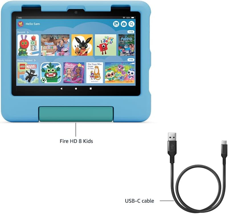 Amazon Fire HD 8 Kids tablet (newest gen), ages 3–7 | 3 GB memory, includes ads-free books, games and videos that children love, 8