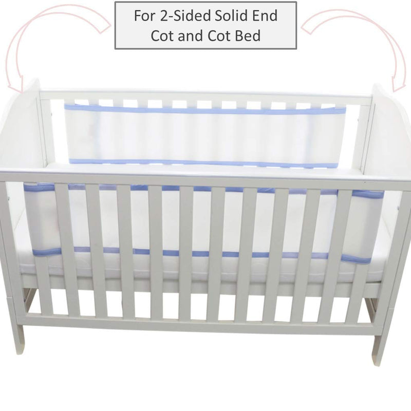 AiRoya Brethable Mesh Cot Bumper for 2-Sided Cot and Cotbed with Solid Ends
