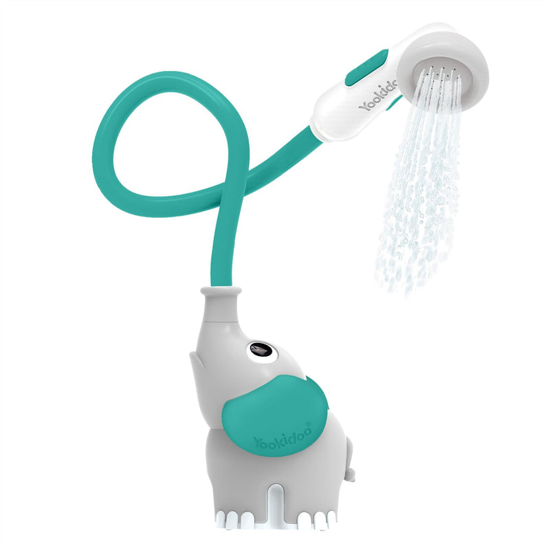 Yookidoo Baby Bath Shower Head - Elephant Water Pump with Trunk Spout Rinser - Control Water Flow from 2 Trunk Knobs in Tub or Sink for Infants and Newborn Babies (Turquiose)