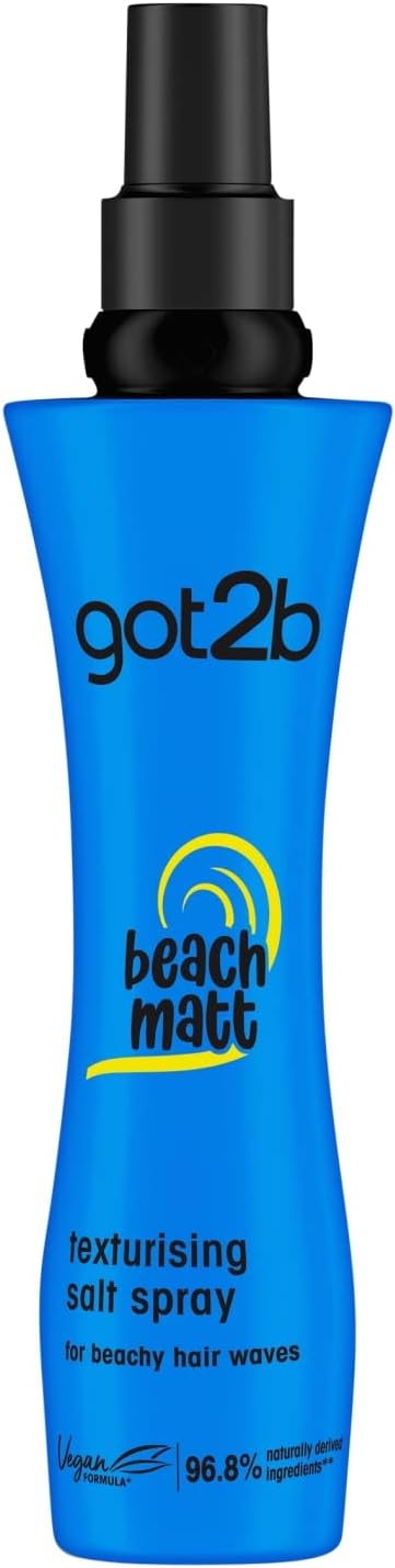Schwarzkopf got2b Beach Matt Texture Sea Salt Hair Spray, Medium Hold, Creates Waves and Textures with a Matt Finish, packaging may vary, 200 ml ( Pack of 1)
