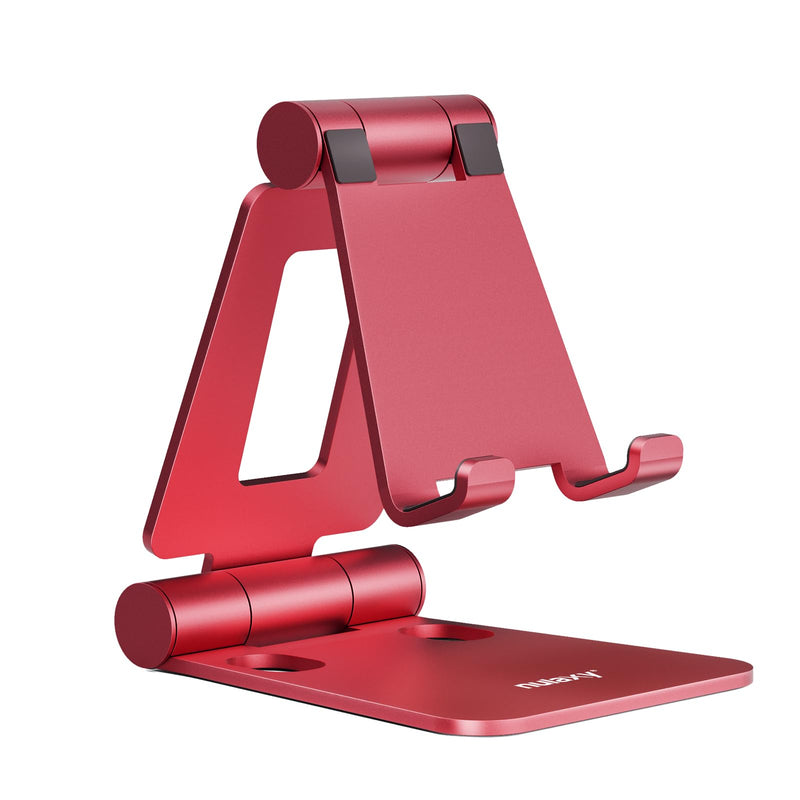 NULAXY Aluminum Phone Stand, Fully Foldable Angle Height Adjustable Mobile Holder Cradle Dock for Desk, Compatible with iPhone 16 15 14 13 12 11 Pro Max XR Xs X, HUAWEI, Galaxy, Nintendo Switch, Black