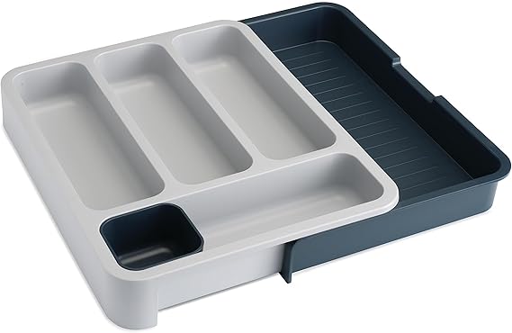 Joseph Joseph DrawerStore - Expandable Cutlery Tray Drawer Organiser for kitchen utensils, Dark Grey/Grey, 8