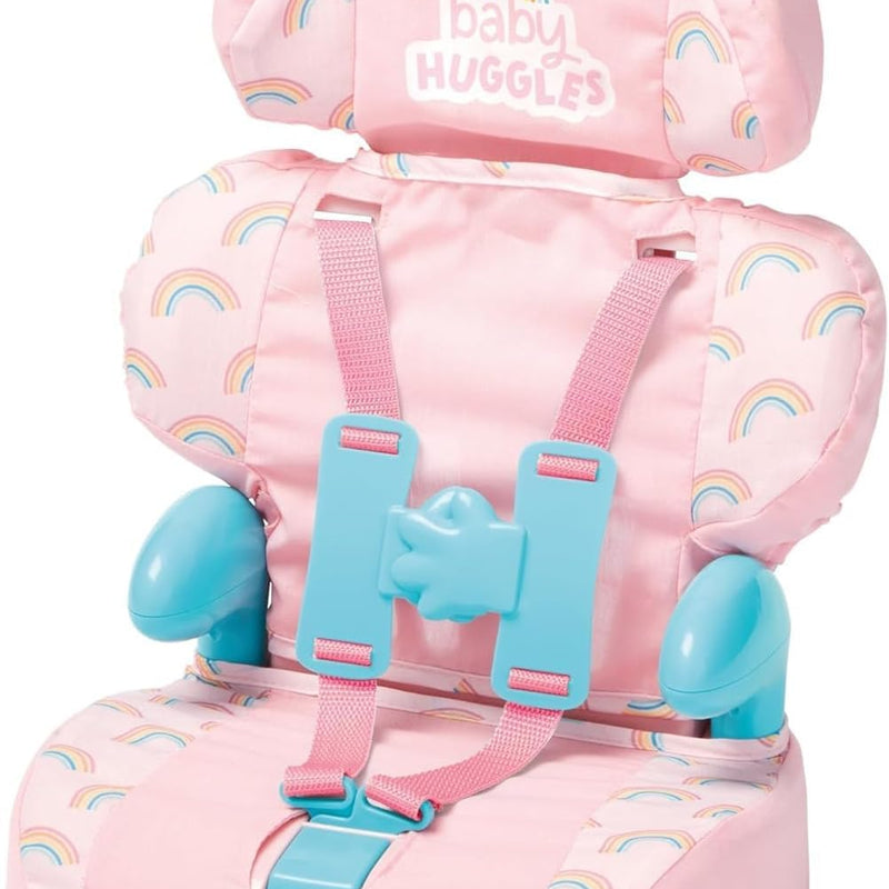 Casdon Baby Huggles Toys. Pink Booster Seat. Car Seat For Dolls with Adjustable Headrest and Buckles. Fits Dolls Sizes Up to 35cm. Suitable for Preschool Toys. Playset for Children Aged 3+