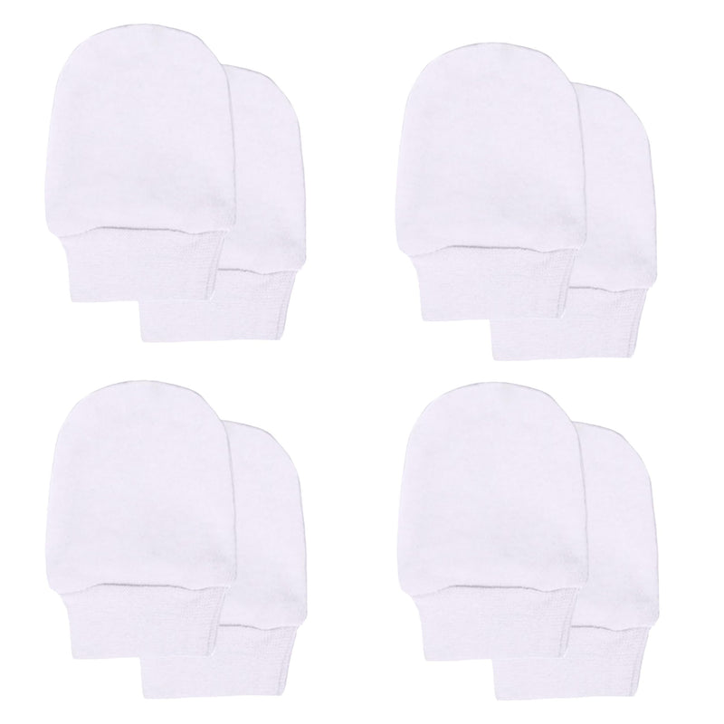 Soft Touch 100% Cotton Baby Anti Scratch Mittens - 4 Pack (Blue)