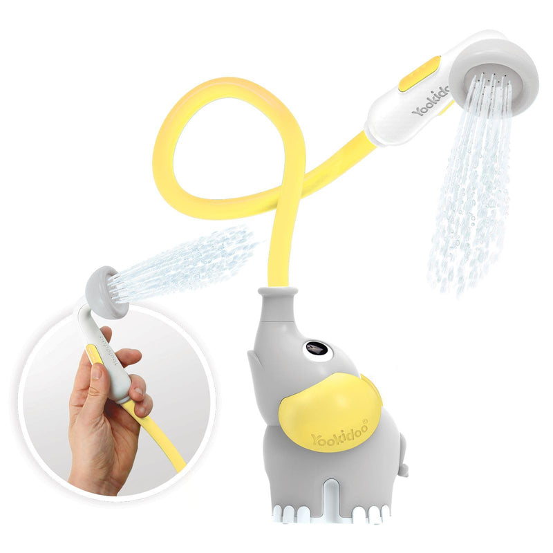 Yookidoo Baby Bath Shower Head - Elephant Water Pump with Trunk Spout Rinser - Control Water Flow from 2 Trunk Knobs in Tub or Sink for Infants and Newborn Babies (Turquiose)