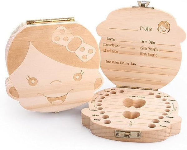 Glamza Storage Small Kids Childs Baby Tooth Keepsake Wooden Box Boy Girl Save (BOYS)