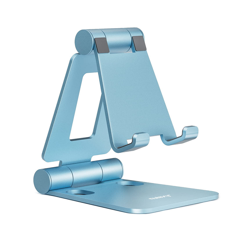 NULAXY Aluminum Phone Stand, Fully Foldable Angle Height Adjustable Mobile Holder Cradle Dock for Desk, Compatible with iPhone 16 15 14 13 12 11 Pro Max XR Xs X, HUAWEI, Galaxy, Nintendo Switch, Black