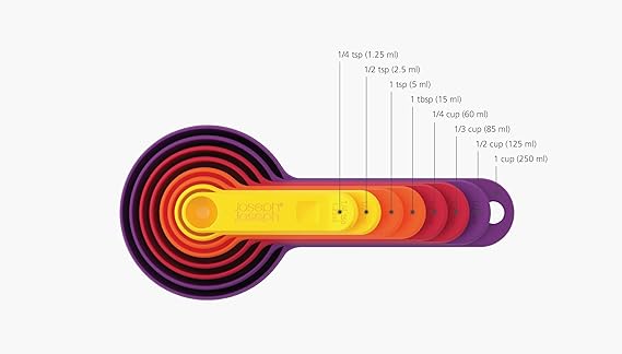 Joseph Joseph Nest - 8-Piece Space saving Measuring Cups and Spoons Set, Baking tools, Multi-Colour, 24