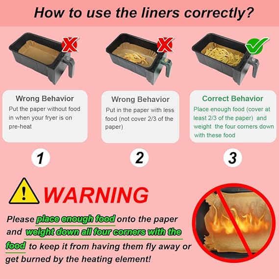 BYKITCHEN 100pcs Air Fryer Liners for Ninja Dual, Air Fryer AF300UK AF400UK Accessories, Disposable Airfryer Parchment Paper Liners, Compatible with Ninja, Breville, Tower & Other Dual Zone Fryers
