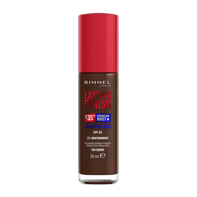 Rimmel Lasting Finish 35Hr Foundation 200 Soft Beige, Full Coverage, Hydrating, SPF20, Hyaluronic Acid, Vitamin E, 2% Niacinamide, All Day Wear, Vegan, Cruelty Free