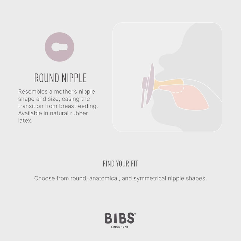 BIBS Dummies Colour 4-Pack, BPA Free Dummy Pacifier, Round Nipple Soothers, Natural Rubber Latex, Made in Denmark, Size 1 (0-6 Months), Cloud