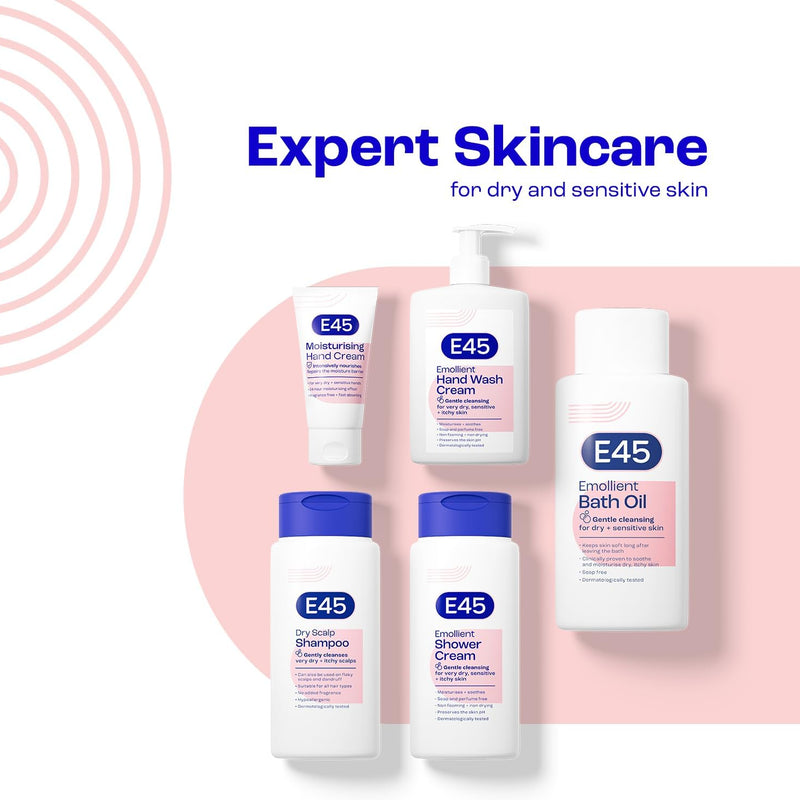 E45 Dry Scalp Shampoo for Very Dry, Itchy and Flaky Scalp - Anti Dandruff Shampoo with hydrating Vitamin B5 – Free from fragrance, soap and perfume 200ml