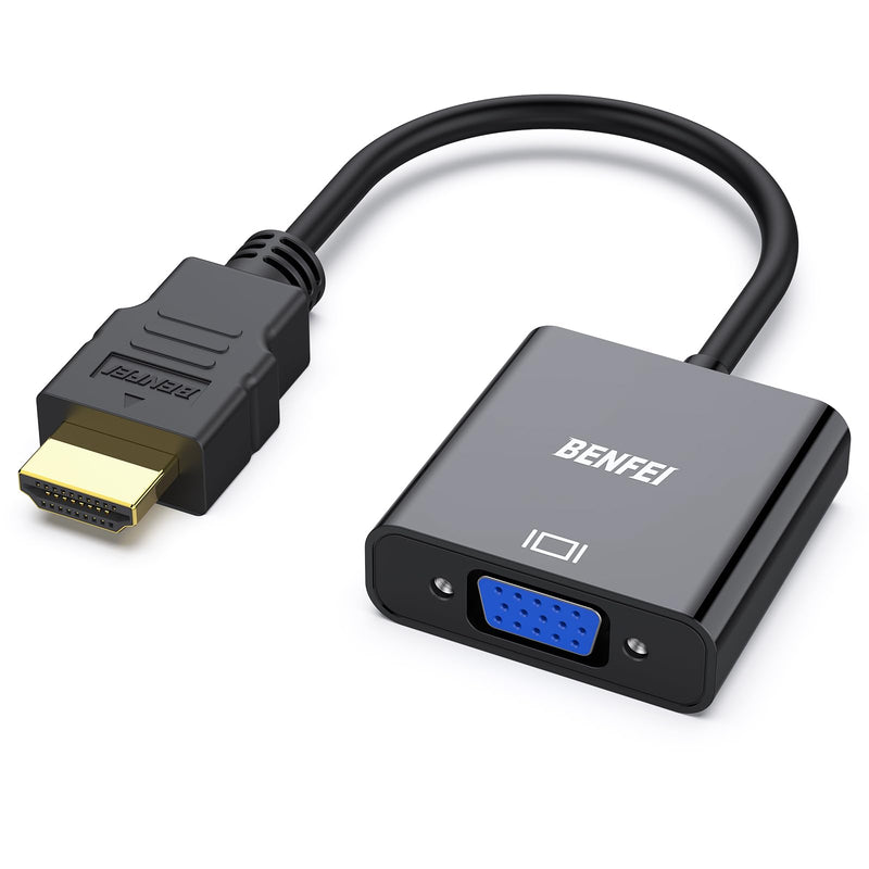 BENFEI - HDMI to VGA Cable, Gold Plated, Set of 5, Male to Female for Computer, Laptop, PC, Monitor, Projector, HDTV, Chromebook, Raspberry Pi, Roku, Xbox and More, Black