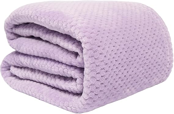 Dreamscene Lilac Waffle Fleece Throw Blanket, Ultra Soft Warm Fleece Fabric Luxury Waffle Weave Design Large Soft blanket For Home Decor Sofa or Any room, 200x240cm