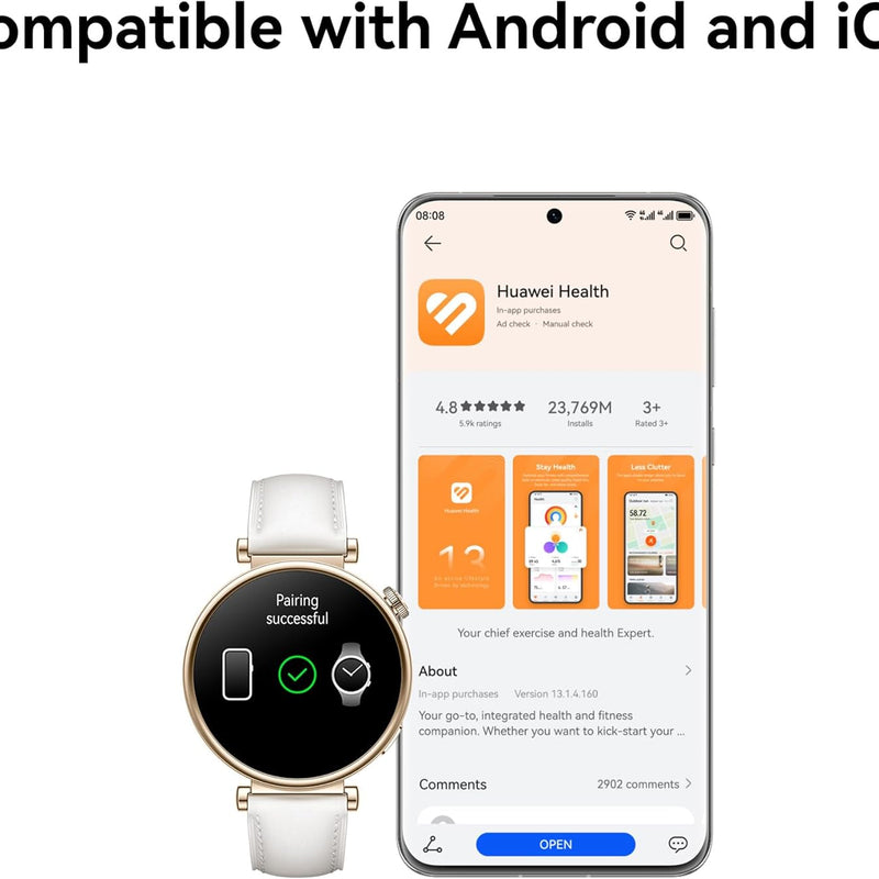 HUAWEI WATCH GT 4 Smart Watch for men women - Up to 2 Weeks Battery Life Fitness Tracker - Compatible with Android & iOS - Health Monitoring with Pulse Wave Analysis - GPS Integrated -Black