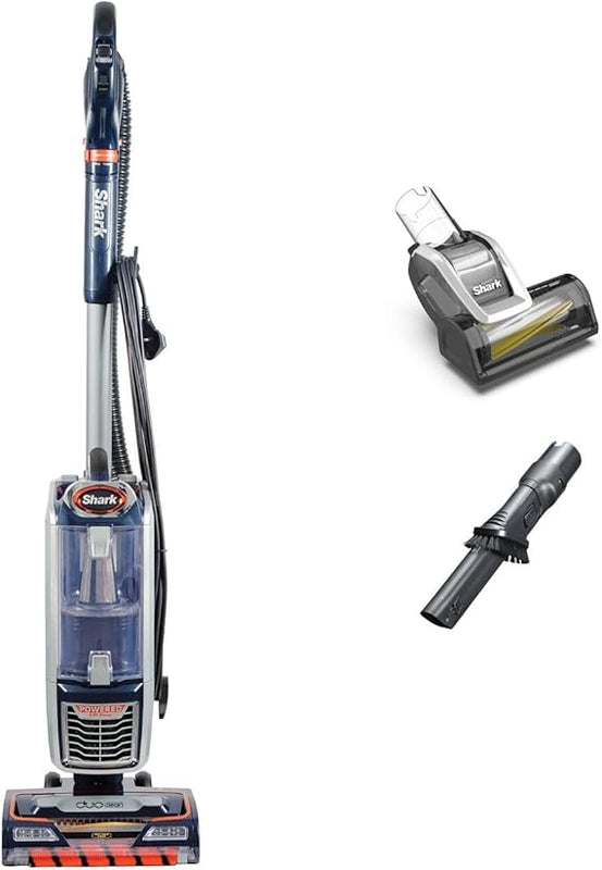 Shark Corded Upright Vacuum Cleaner,0.83L with Anti Hair Wrap Technology & DuoClean, Pet Model, Powered Lift-Away, LED Headlights, Anti-Allergen, 8m Cord, 750W, 2 Attachments, Navy/Orange, NZ801UKT
