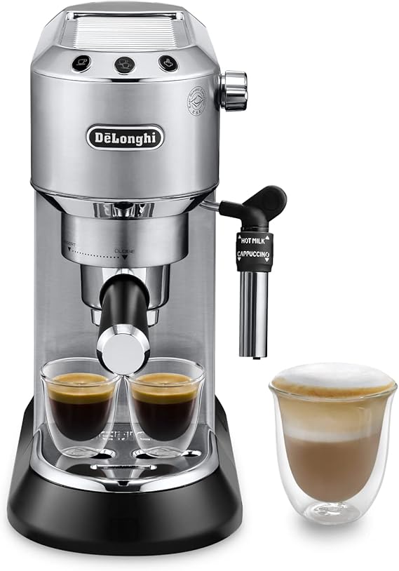 De'Longhi Dedica Style, Traditional Pump Espresso Machine, Coffee and Cappuccino Maker, EC685M, Silver