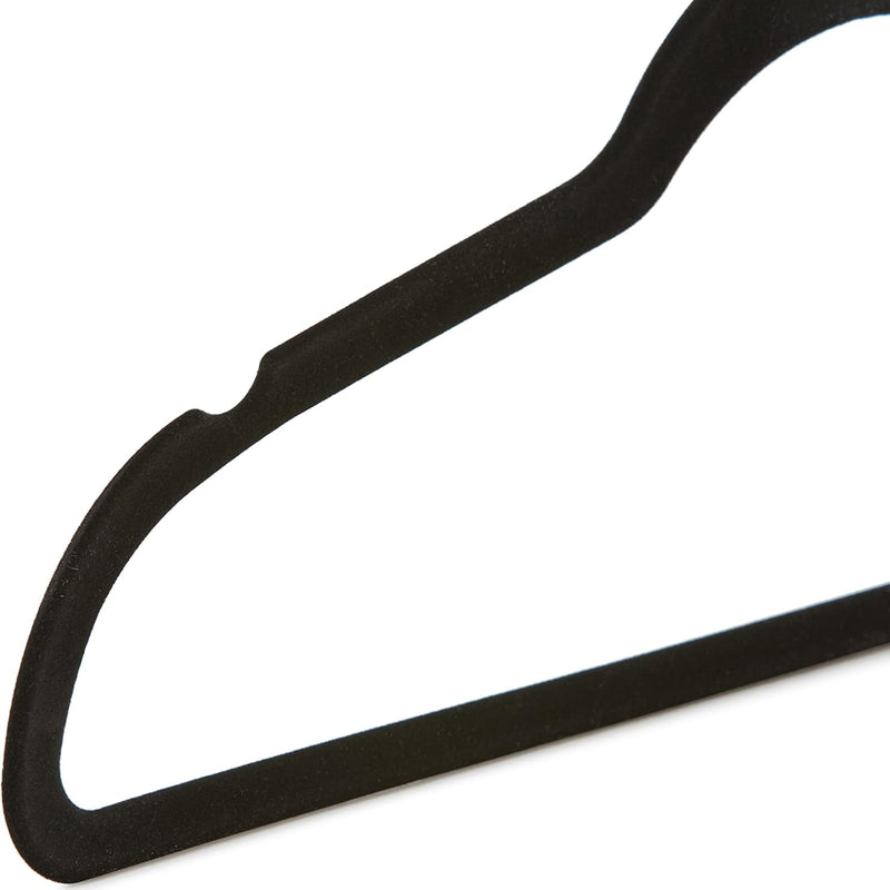 Amazon Basics Slim Velvet Non-Slip Suit Hangers - 30-Pack, Black/Silver