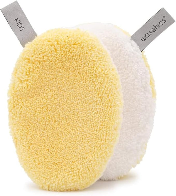 waschies Kids Wash Pads for Babies & Children – Set of 2, Pastel Yellow - Super Soft & Reusable for Gentle Cleansing with Water Only - Hypoallergenic Fibre Mix, Suitable for Delicate & Sensitive Skin