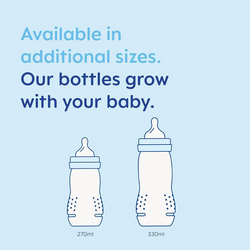 MAM Easy Active Bottles | 2 Pack (2 x 270ml) | Medium Flow MAM Teats Size 2 | Baby Accessories | Pink (Various Designs)