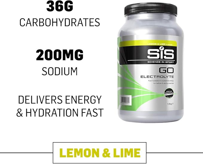 Science In Sport GO Electrolyte Powder Energy Drinks, High Carbohydrates and Sodium, Lemon and Lime Flavour, 32 Servings Per 1.6kg