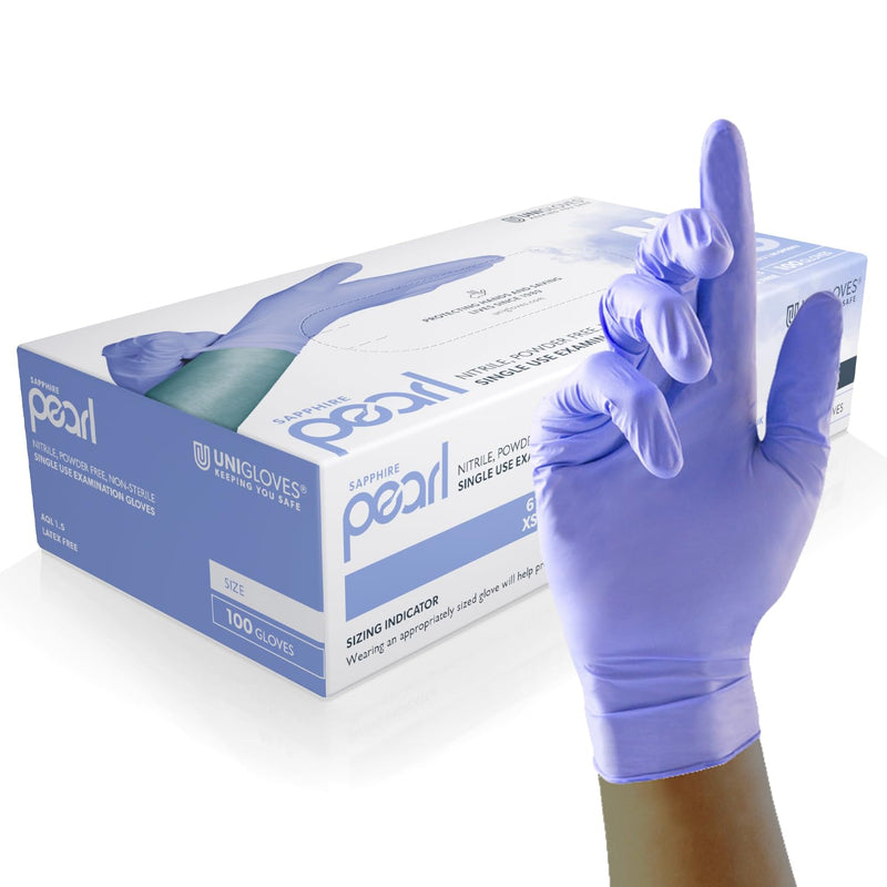 Unigloves Black Pearl Nitrile Examination Gloves - Multipurpose, Powder Free and Latex Free Disposable Gloves - Box of 100 Gloves, Black, Large (GP0034)