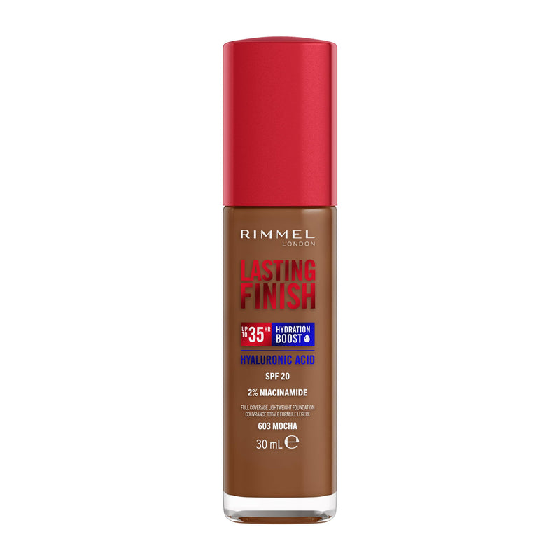 Rimmel Lasting Finish 35Hr Foundation 200 Soft Beige, Full Coverage, Hydrating, SPF20, Hyaluronic Acid, Vitamin E, 2% Niacinamide, All Day Wear, Vegan, Cruelty Free