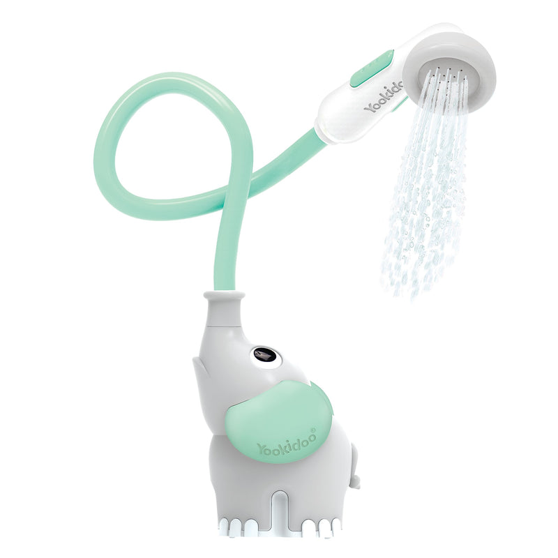 Yookidoo Baby Bath Shower Head - Elephant Water Pump with Trunk Spout Rinser - Control Water Flow from 2 Trunk Knobs in Tub or Sink for Infants and Newborn Babies (Turquiose)