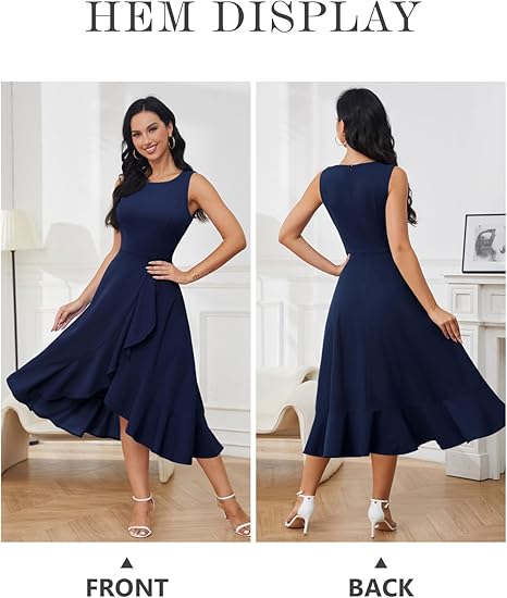 DRESSTELLS Cocktail Party Dresses for Women Wedding Guest Fall 2025 Sleeveless Fit and Flare Formal Church Dress
