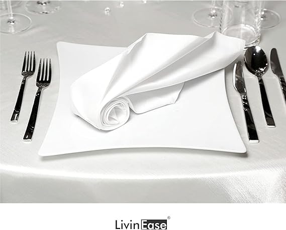 LivinEase Cotton Cloth Napkins Set of 12-100% Cotton 46 x 46 cm Reusable Oversized Dinner Napkins -Heavy Weight Hotel Quality Pure Cotton Fabric -Ideal for Home Use & Events (Cotton, White)