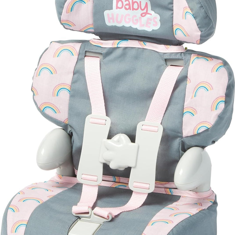 Casdon Baby Huggles Toys. Pink Booster Seat. Car Seat For Dolls with Adjustable Headrest and Buckles. Fits Dolls Sizes Up to 35cm. Suitable for Preschool Toys. Playset for Children Aged 3+