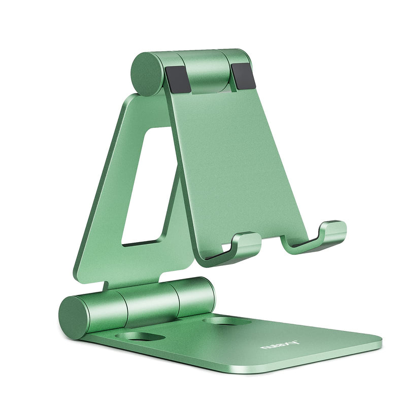 NULAXY Aluminum Phone Stand, Fully Foldable Angle Height Adjustable Mobile Holder Cradle Dock for Desk, Compatible with iPhone 16 15 14 13 12 11 Pro Max XR Xs X, HUAWEI, Galaxy, Nintendo Switch, Black
