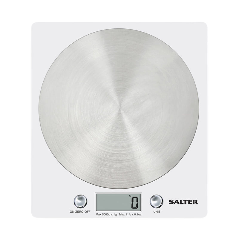Salter Digital Kitchen Weighing Scales – Stylish Slim Design Electronic Cooking Scale for Home + Kitchen, Weigh Food 5000g + Liquids in ml and fl. Oz. – Black