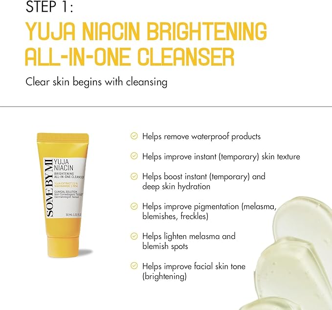 SOME BY MI - Yuja Niacin Anti Blemish Starter Kit | Includes Cleanser (1.01 oz), Toner (1.01 oz), Anti Blemish Serum( 0.33 oz), and Anti Blemish Cream (0.70 oz)