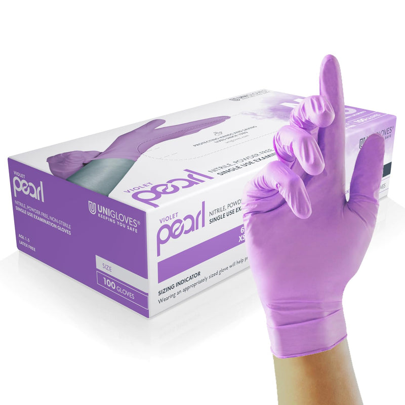 Unigloves Black Pearl Nitrile Examination Gloves - Multipurpose, Powder Free and Latex Free Disposable Gloves - Box of 100 Gloves, Black, Large (GP0034)