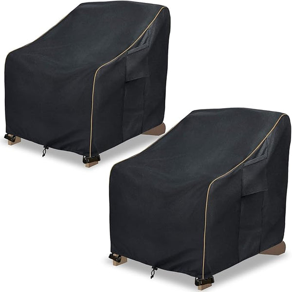 LSongSKY Patio Adirondack Chair Cover 2 Pack,Waterproof Heavy Duty Outdoor Chair Covers,Black (30W x 34D x 36H inches)